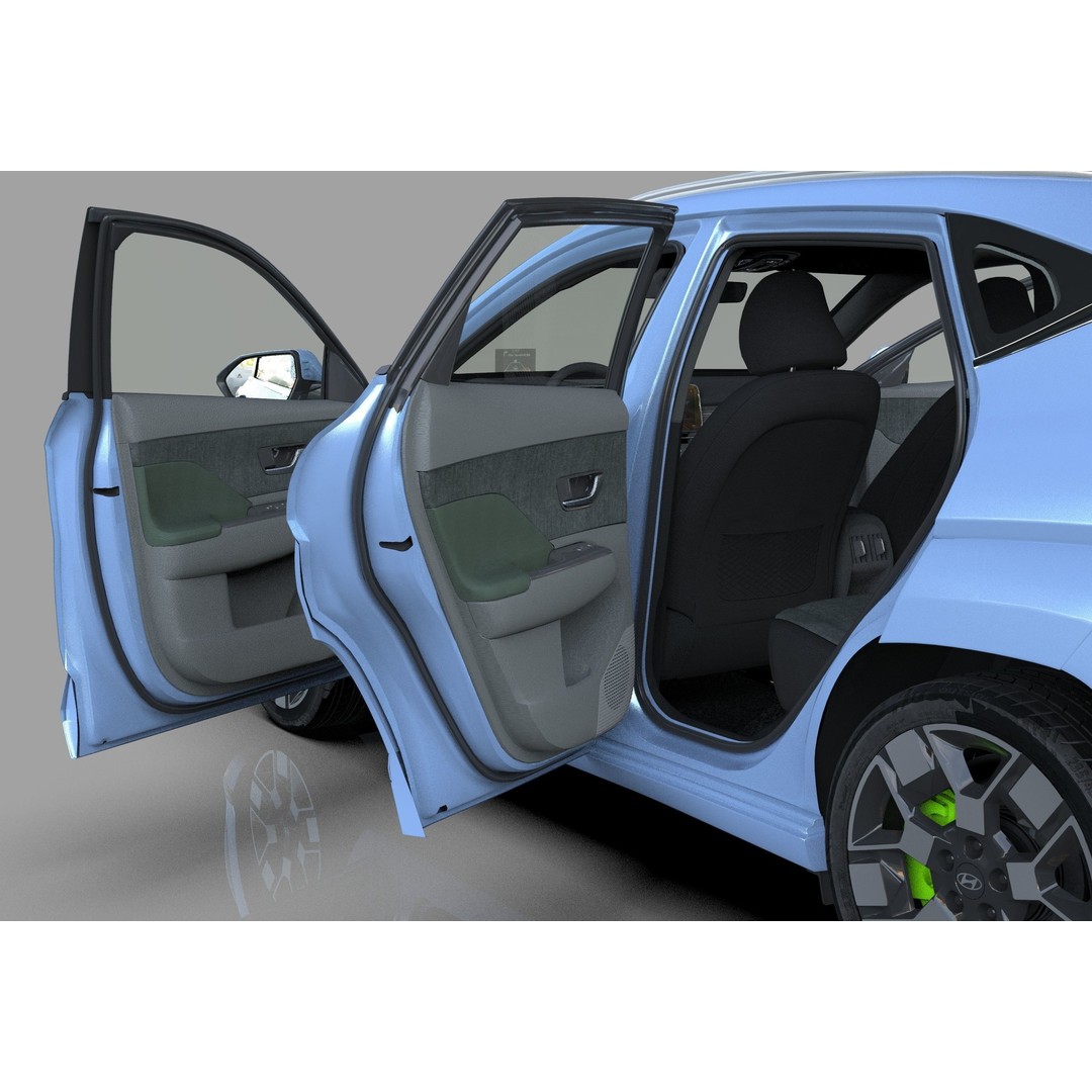 Hyundai Kona EV 2024 3D Model – High Poly Interior, FBX, OBJ - View 17