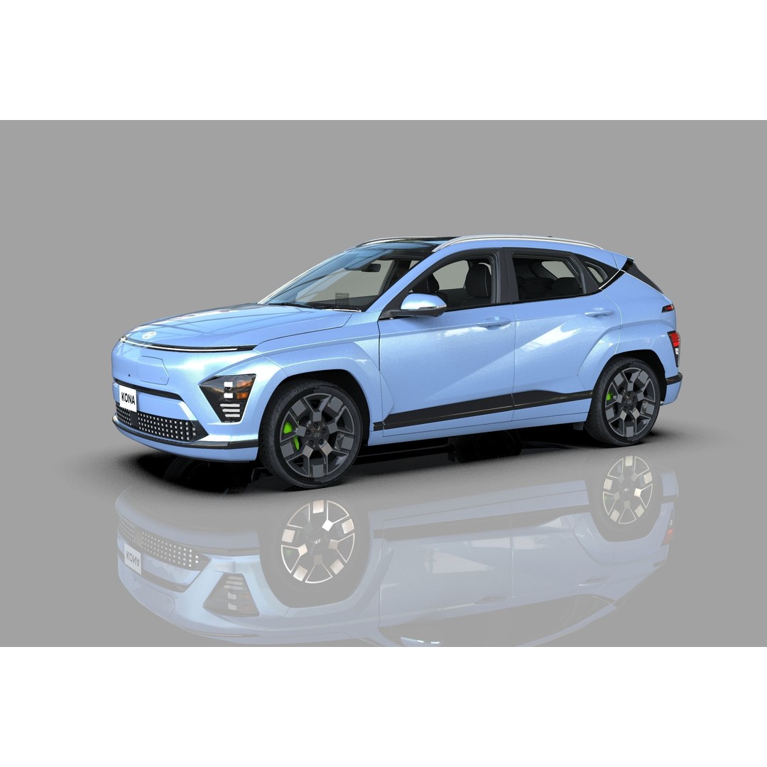 Hyundai Kona EV 2024 3D Model – High Poly Interior, FBX, OBJ - View 3