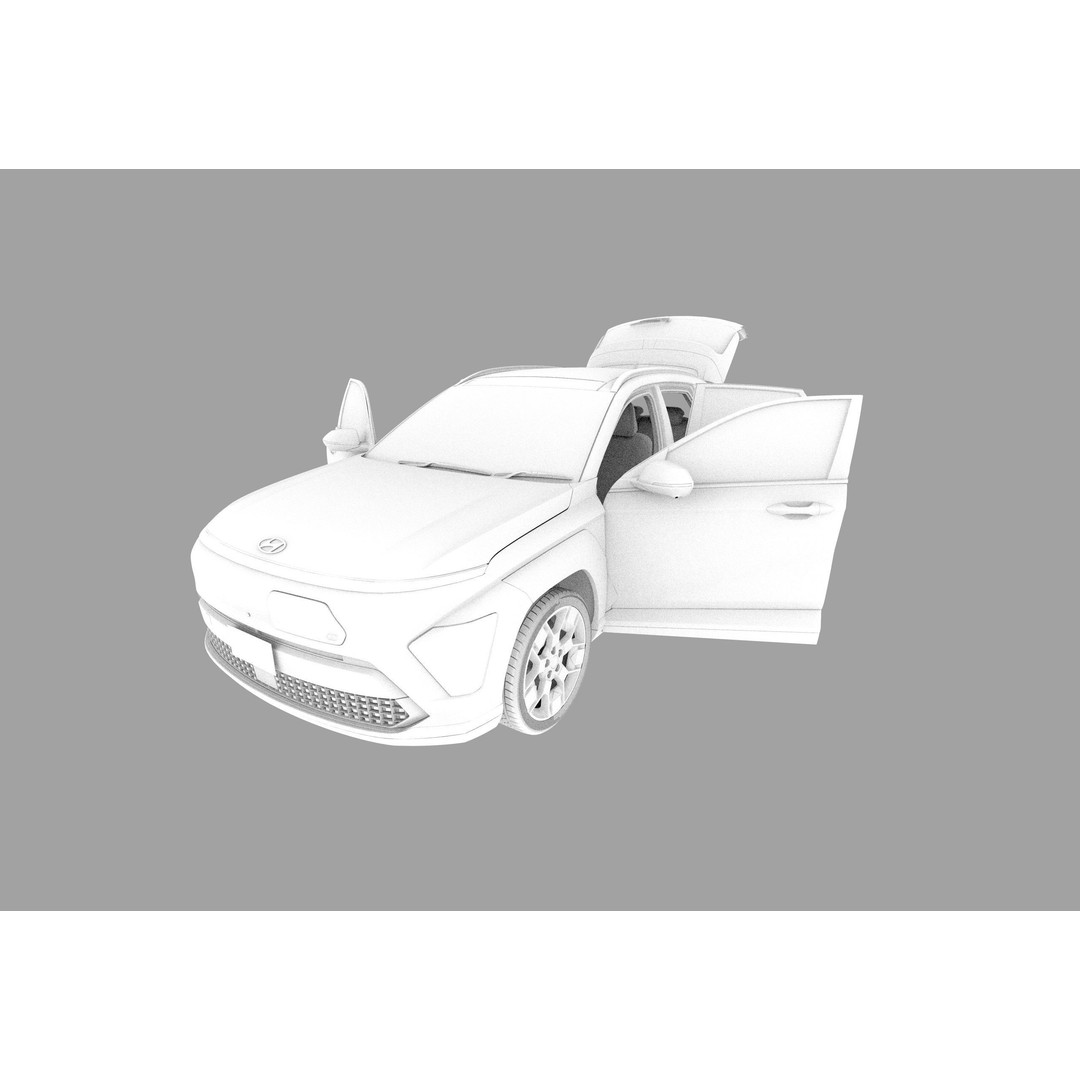 Hyundai Kona EV 2024 3D Model – High Poly Interior, FBX, OBJ - View 30