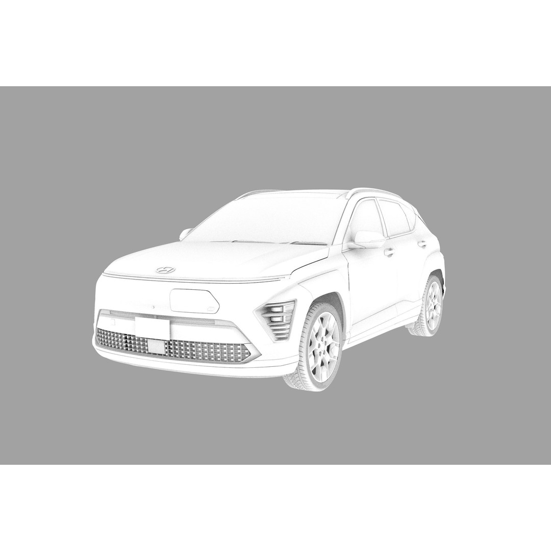 Hyundai Kona EV 2024 3D Model – High Poly Interior, FBX, OBJ - View 32