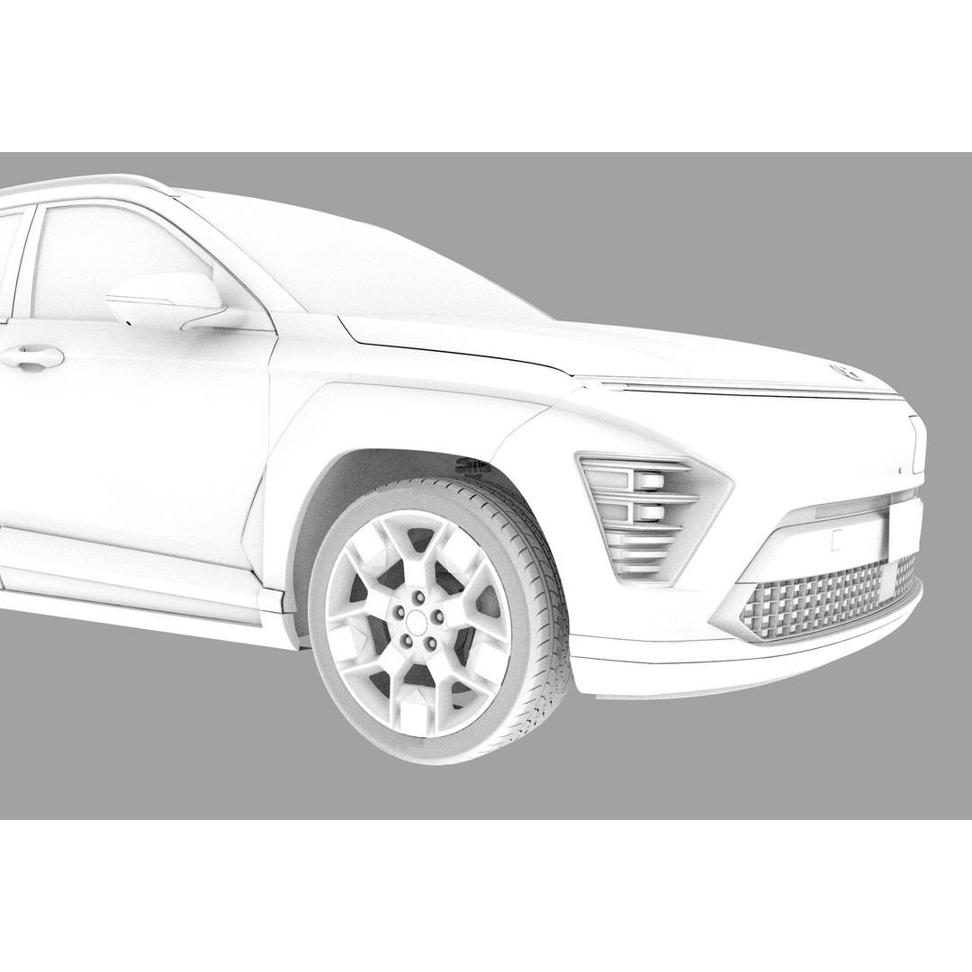 Hyundai Kona EV 2024 3D Model – High Poly Interior, FBX, OBJ - View 33