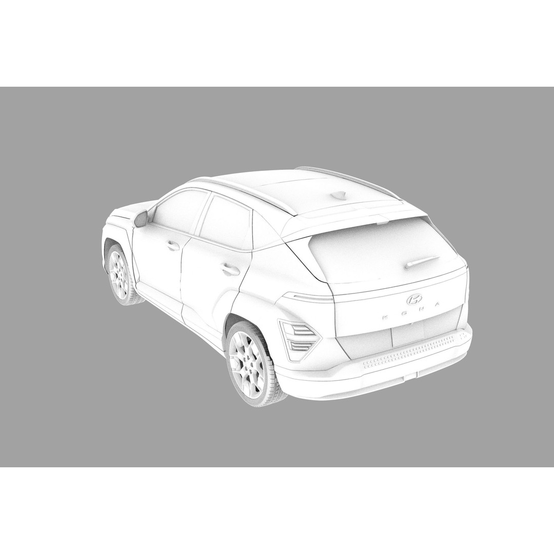 Hyundai Kona EV 2024 3D Model – High Poly Interior, FBX, OBJ - View 34
