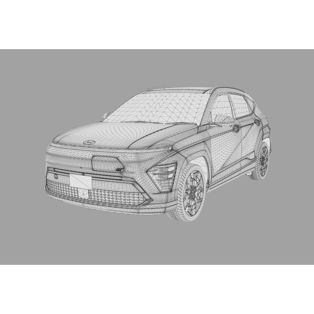 Hyundai Kona EV 2024 3D Model – High Poly Interior, FBX, OBJ - View 35