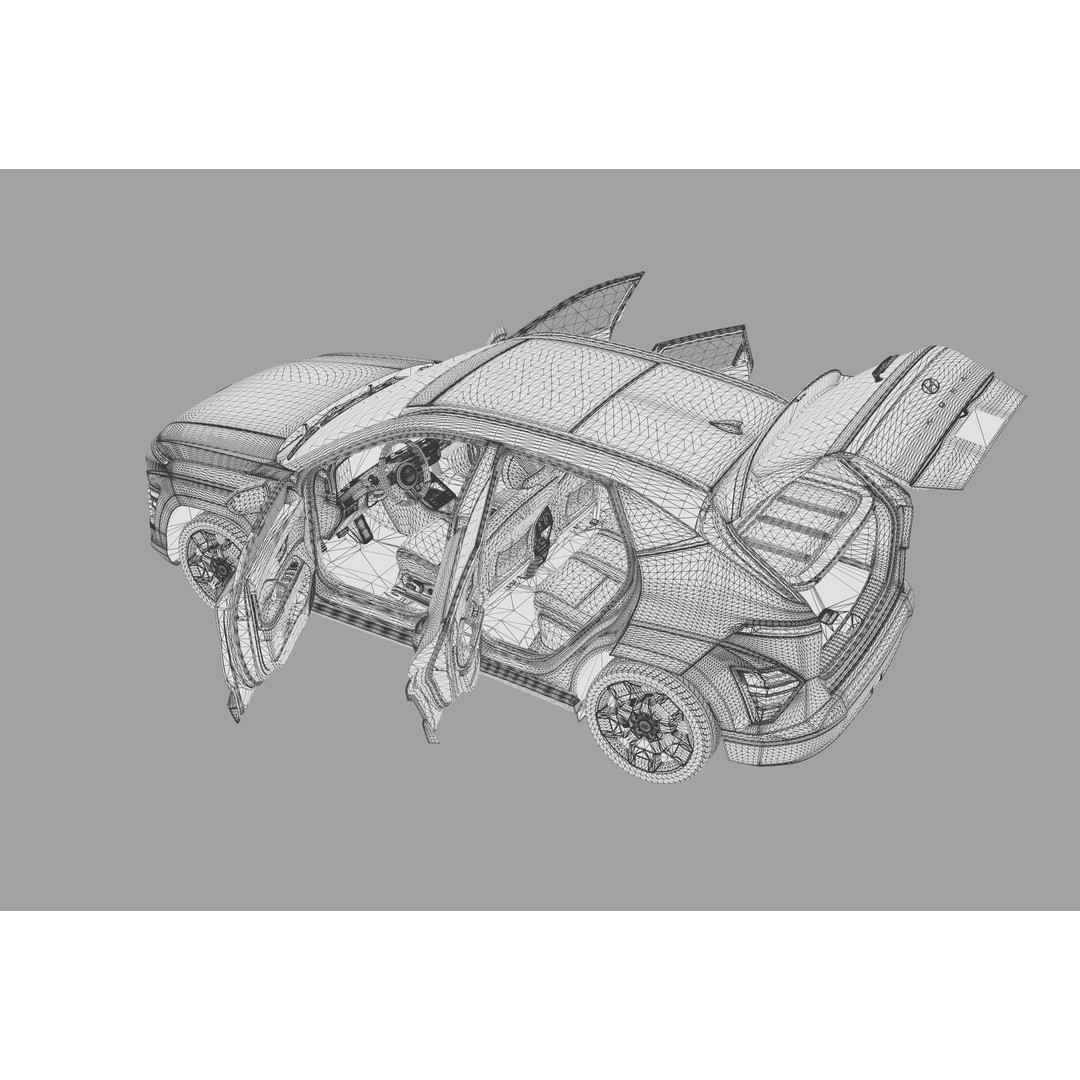 Hyundai Kona EV 2024 3D Model – High Poly Interior, FBX, OBJ - View 38