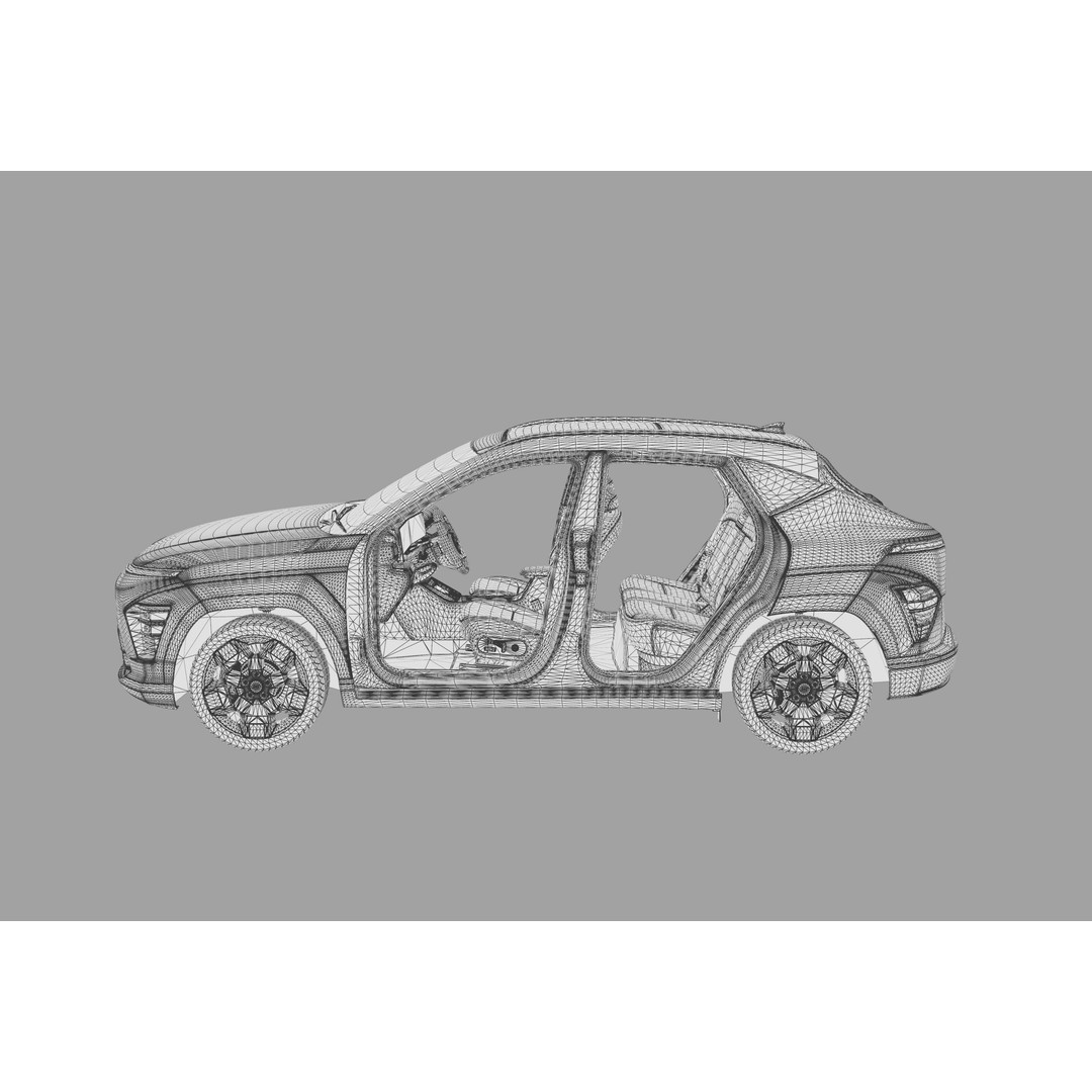 Hyundai Kona EV 2024 3D Model – High Poly Interior, FBX, OBJ - View 39