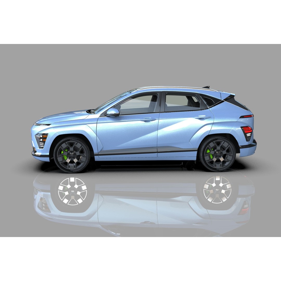 Hyundai Kona EV 2024 3D Model – High Poly Interior, FBX, OBJ - View 4