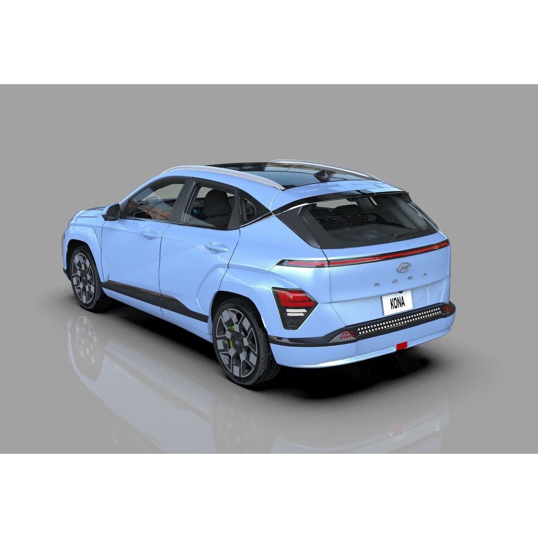 Hyundai Kona EV 2024 3D Model – High Poly Interior, FBX, OBJ - View 5