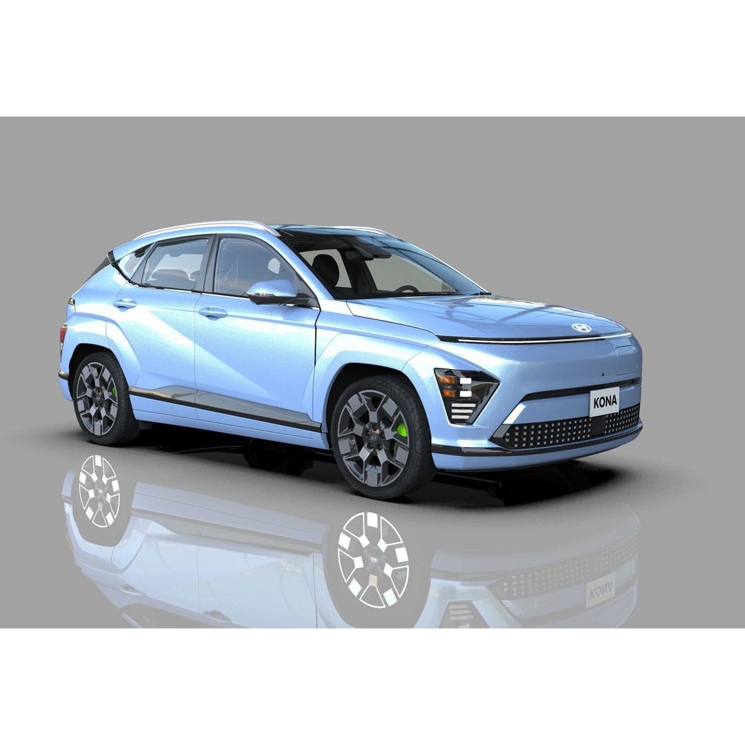 Hyundai Kona EV 2024 3D Model – High Poly Interior, FBX, OBJ - View 6