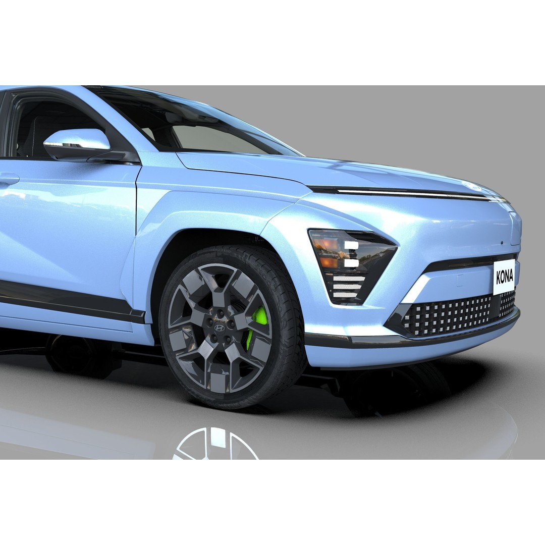 Hyundai Kona EV 2024 3D Model – High Poly Interior, FBX, OBJ - View 8