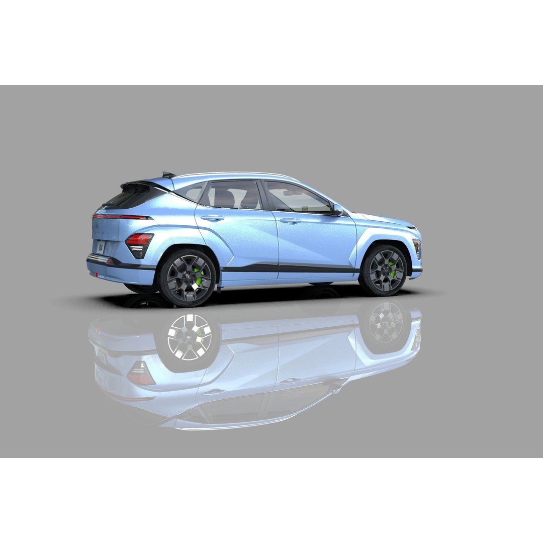 Hyundai Kona EV 2024 3D Model – High Poly Interior, FBX, OBJ - View 9