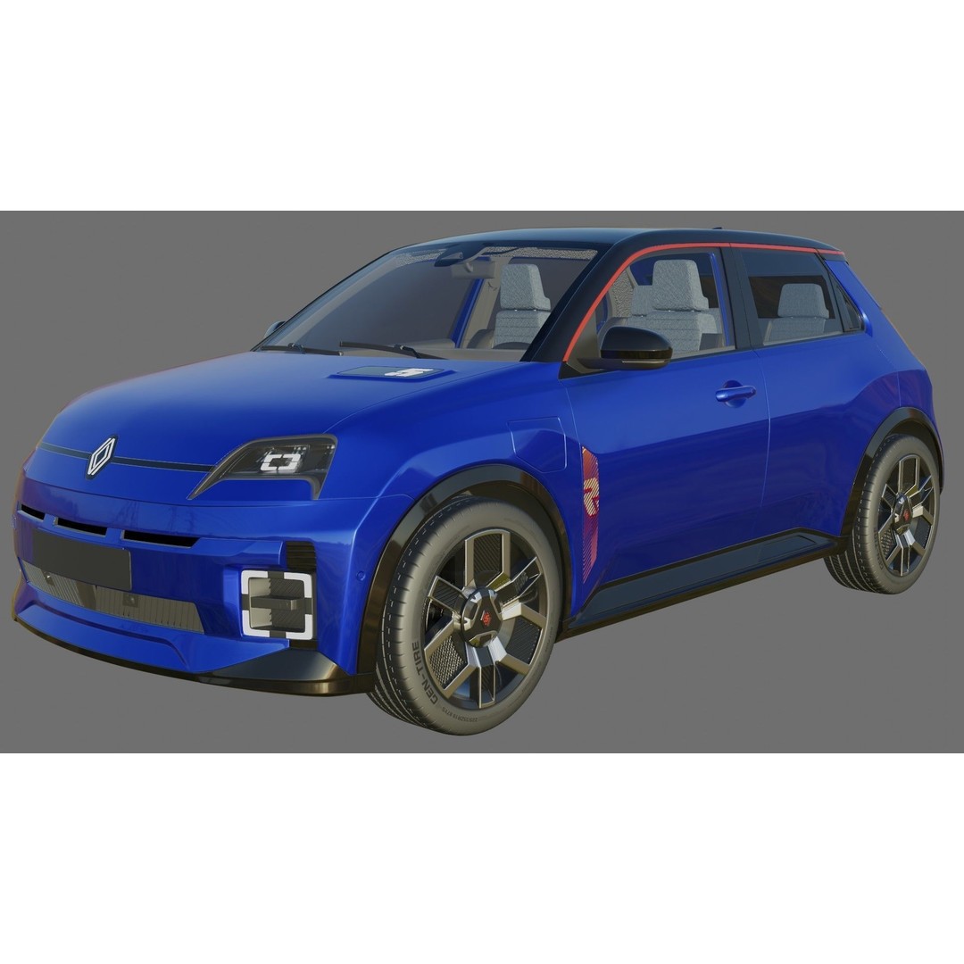 Renault 5 E-Tech 2025 3D Model – High Poly Game-Ready Asset, FBX & OBJ - View 22
