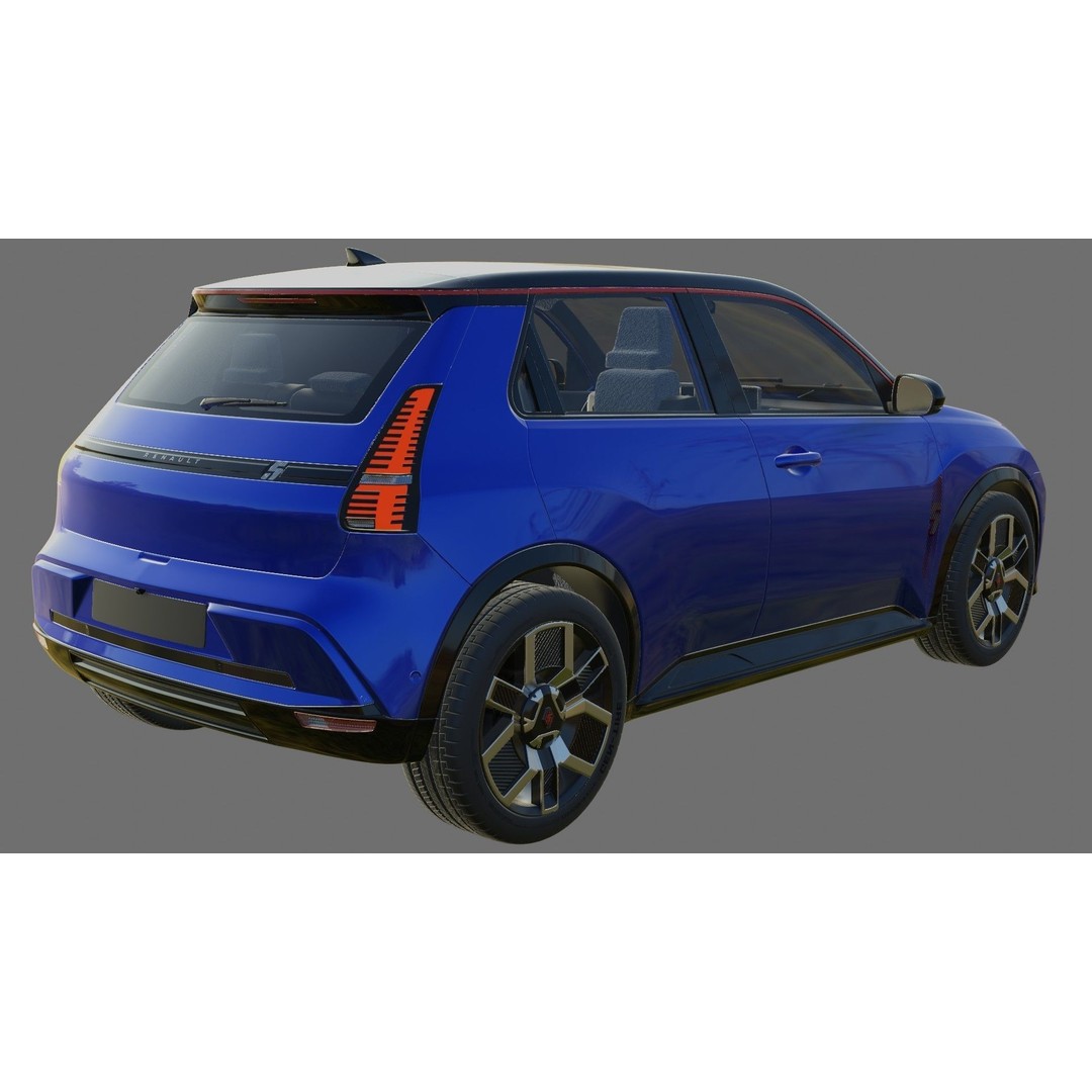 Renault 5 E-Tech 2025 3D Model – High Poly Game-Ready Asset, FBX & OBJ - View 23