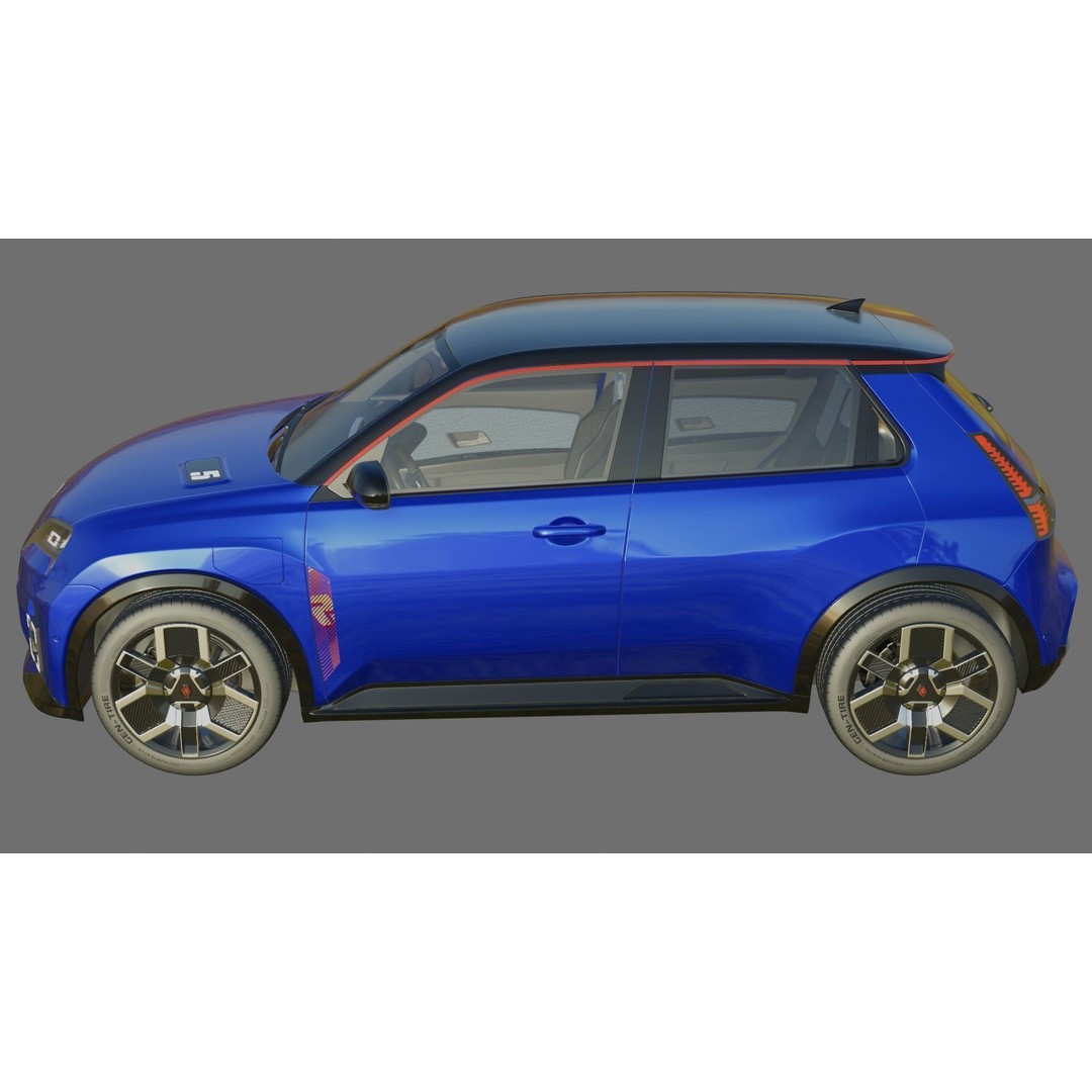 Renault 5 E-Tech 2025 3D Model – High Poly Game-Ready Asset, FBX & OBJ - View 24