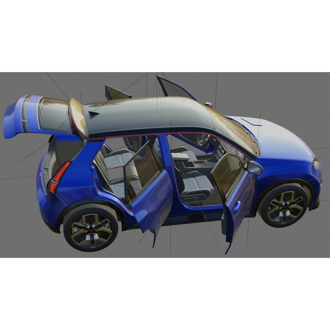 Renault 5 E-Tech 2025 3D Model – High Poly Game-Ready Asset, FBX & OBJ - View 26