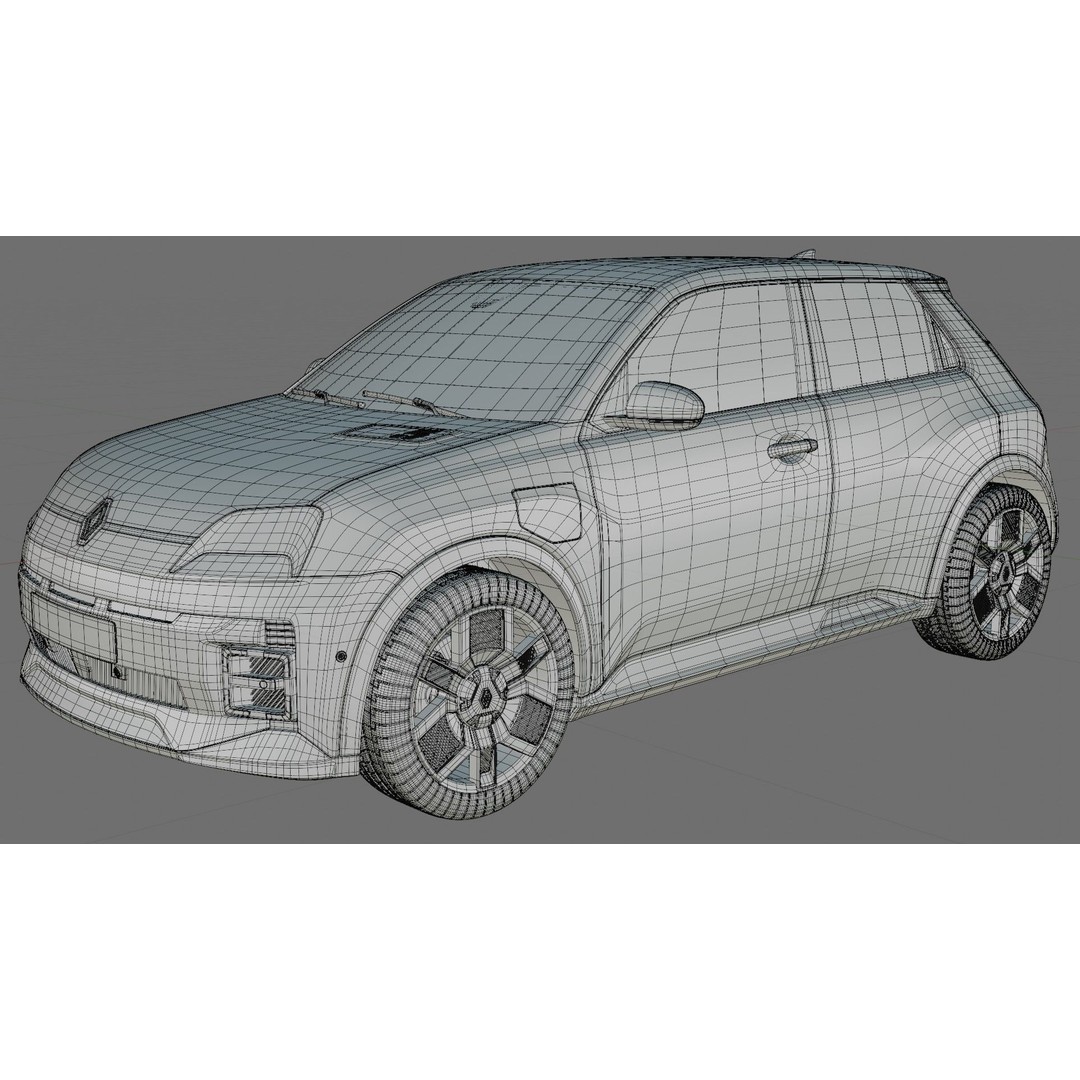 Renault 5 E-Tech 2025 3D Model – High Poly Game-Ready Asset, FBX & OBJ - View 28
