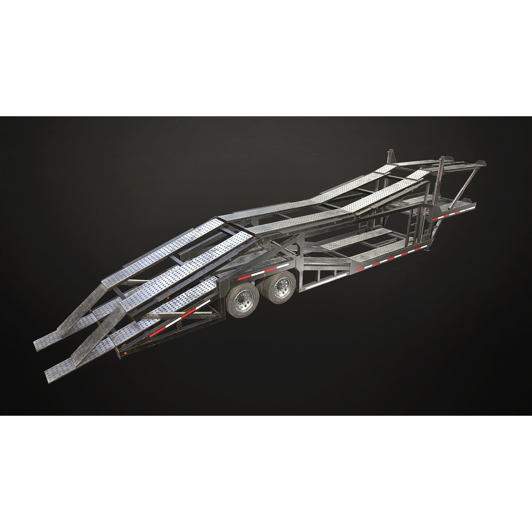 Car Carrier Trailer 3D Model – Low Poly Game Ready PBR Asset - View 13