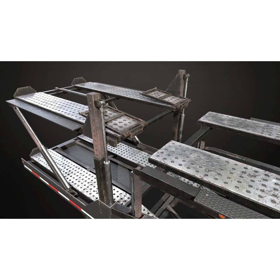 Car Carrier Trailer 3D Model – Low Poly Game Ready PBR Asset - View 18