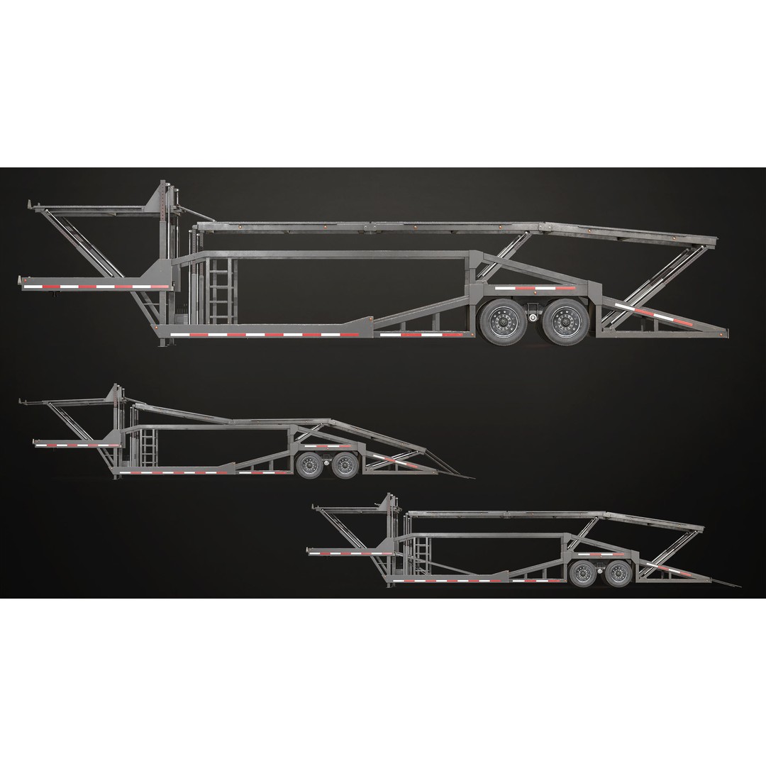 Car Carrier Trailer 3D Model – Low Poly Game Ready PBR Asset - View 19