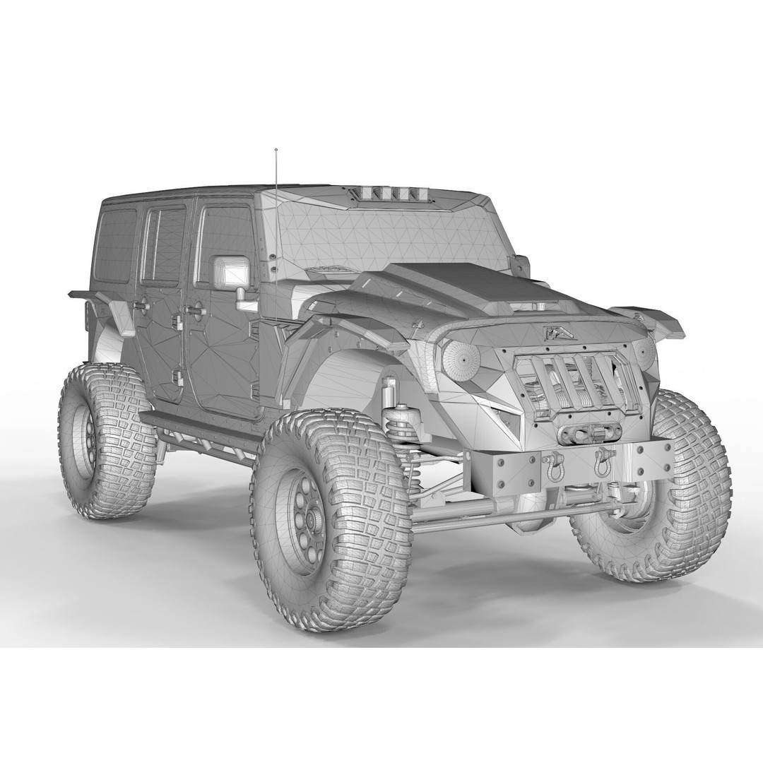Jeep Wrangler Rubicon Fab Fours 2018 3D Model – PBR Game-Ready Asset, FBX, OBJ - View 11