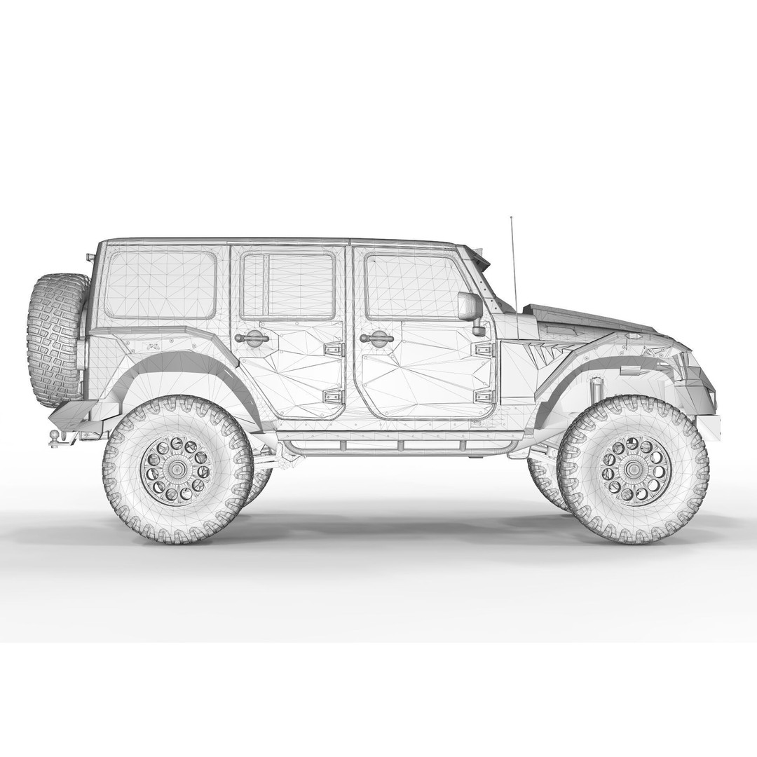 Jeep Wrangler Rubicon Fab Fours 2018 3D Model – PBR Game-Ready Asset, FBX, OBJ - View 16