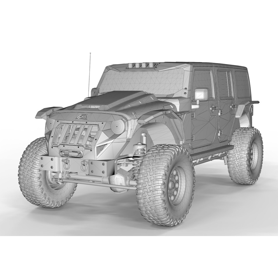 Jeep Wrangler Rubicon Fab Fours 2018 3D Model – PBR Game-Ready Asset, FBX, OBJ - View 17