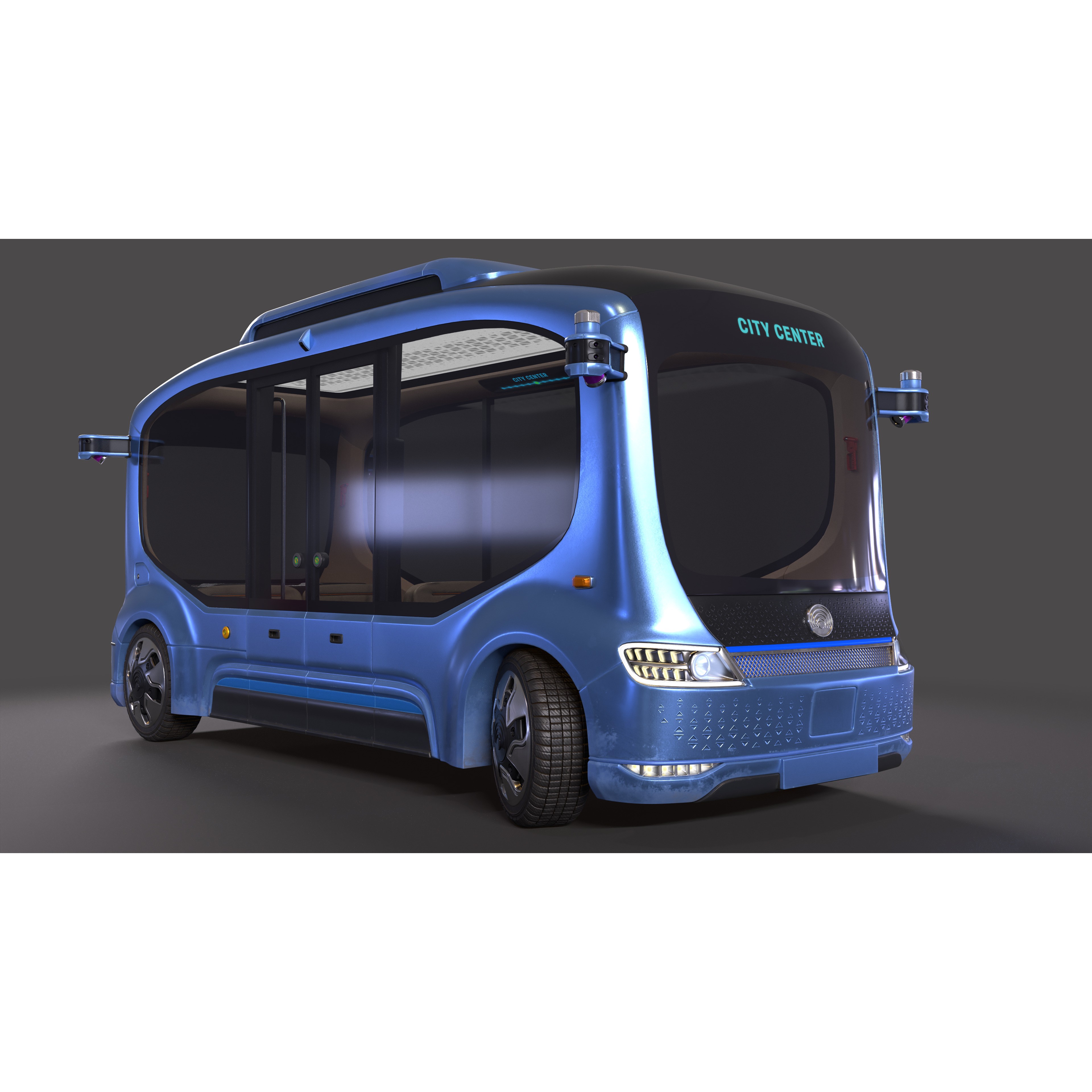 Electric Self-Driving Bus - Game-Ready 3D Model - View 10