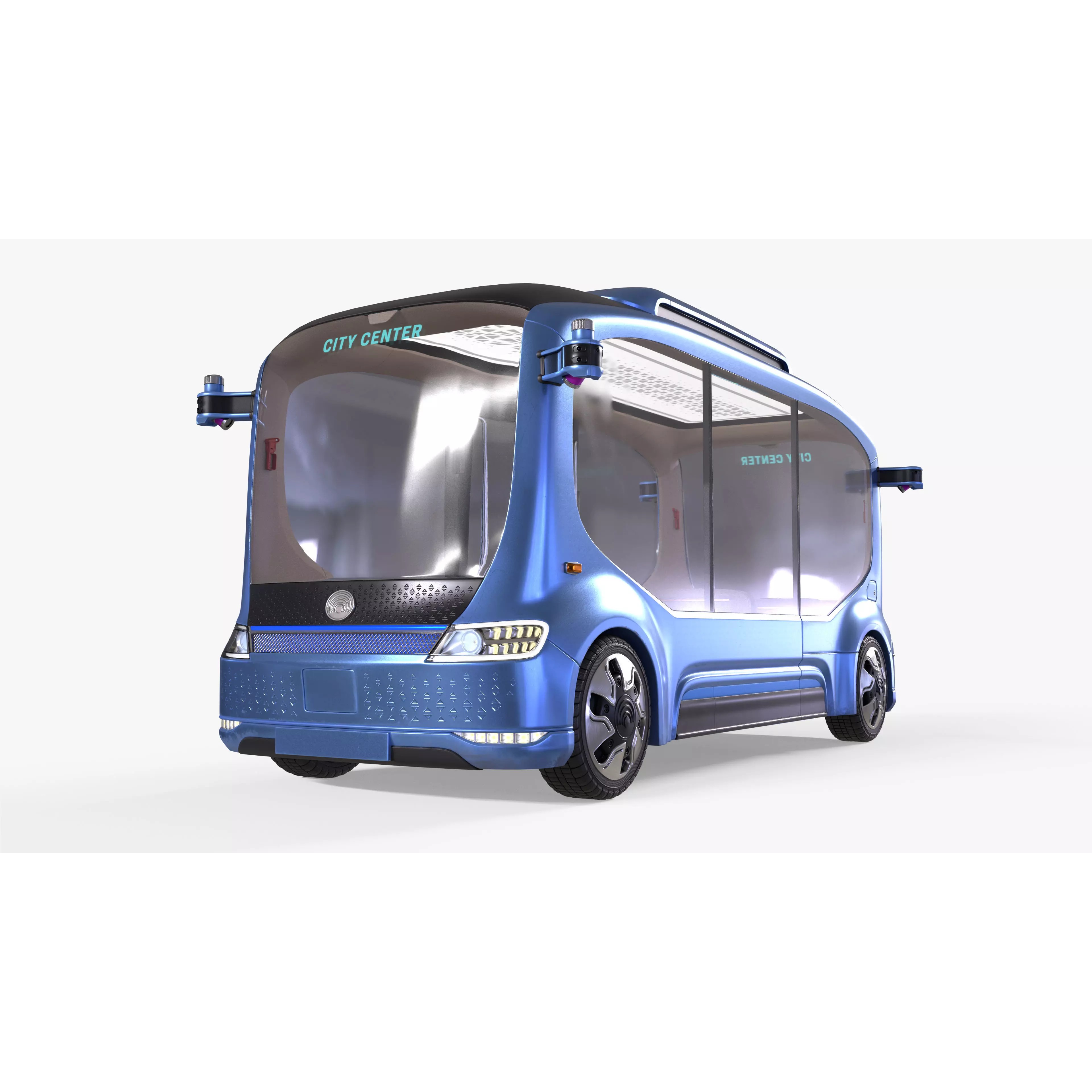 Electric Self-Driving Bus - Game-Ready 3D Model - View 2