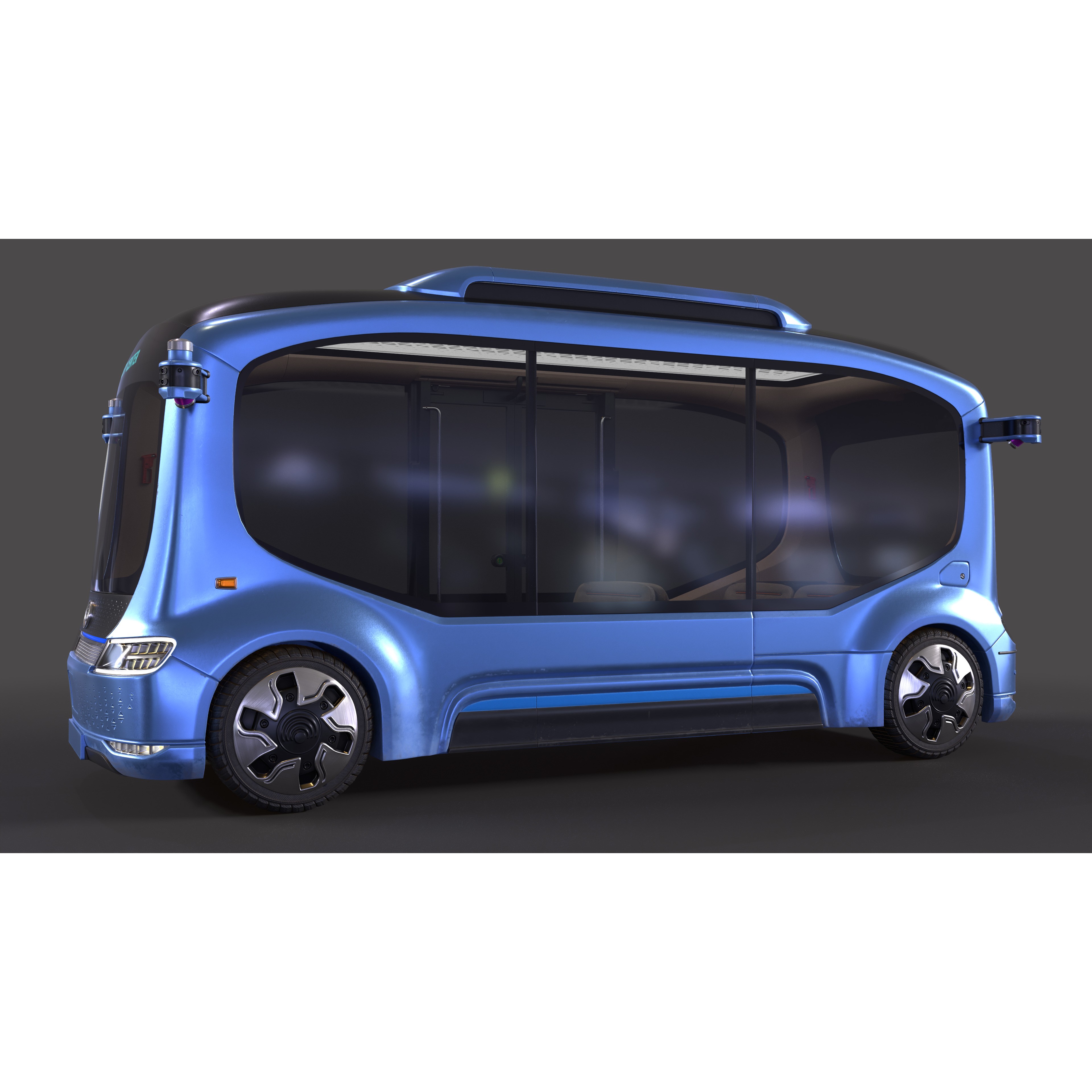Electric Self-Driving Bus - Game-Ready 3D Model - View 4