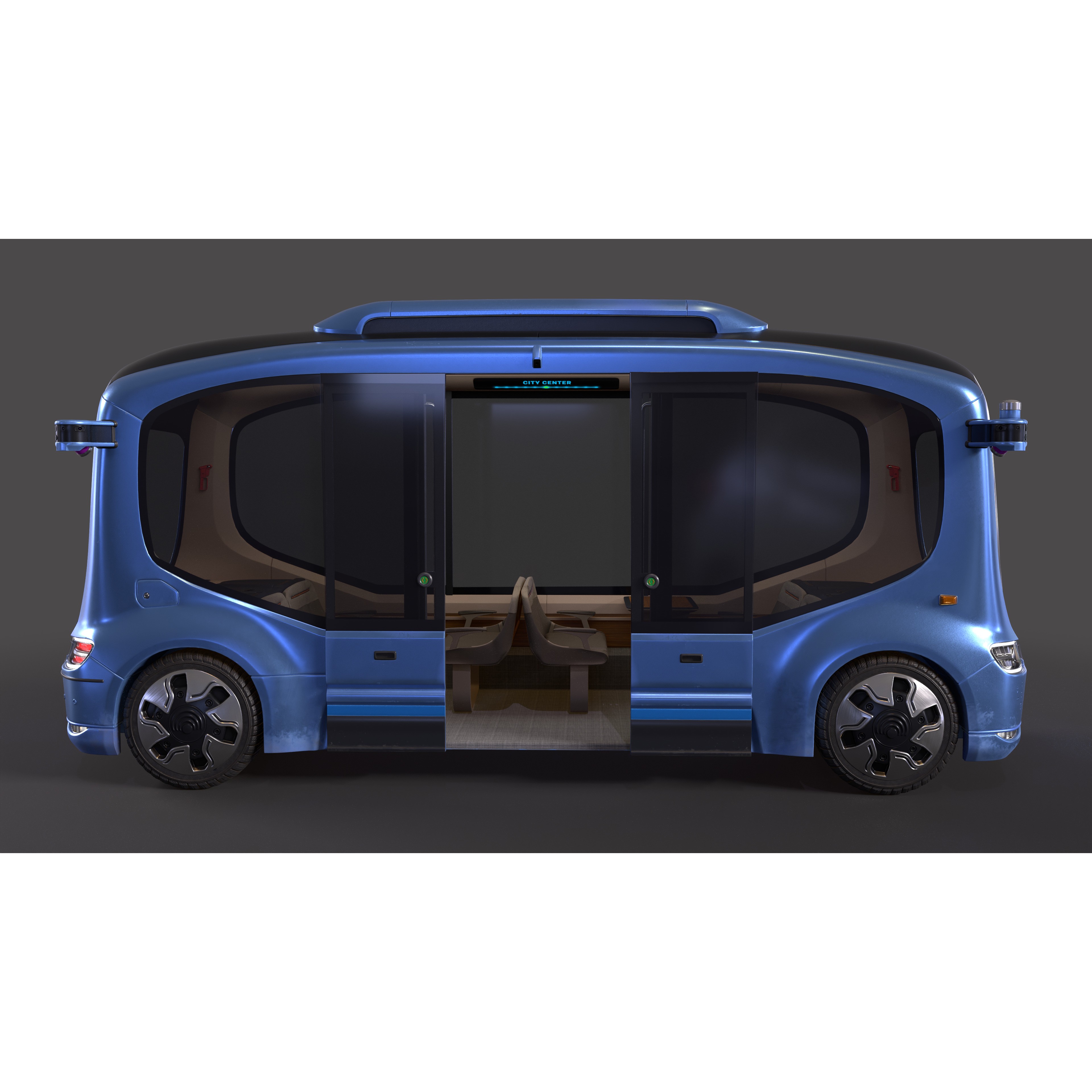 Electric Self-Driving Bus - Game-Ready 3D Model - View 8