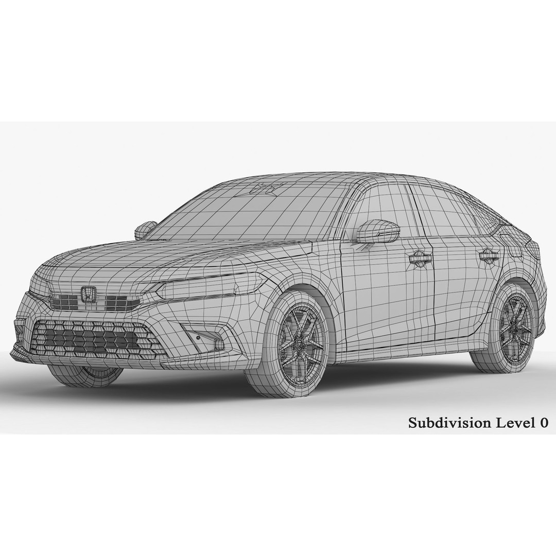 Honda Civic Hatchback 2022 3D Model – High Poly Game Asset, FBX, OBJ - View 20