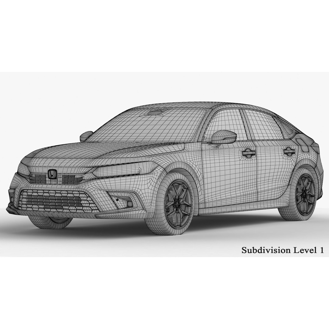 Honda Civic Hatchback 2022 3D Model – High Poly Game Asset, FBX, OBJ - View 21
