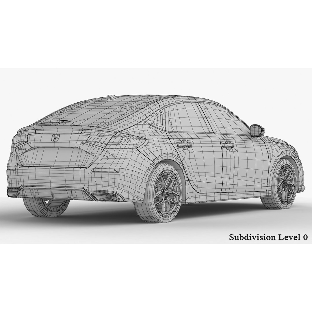 Honda Civic Hatchback 2022 3D Model – High Poly Game Asset, FBX, OBJ - View 22