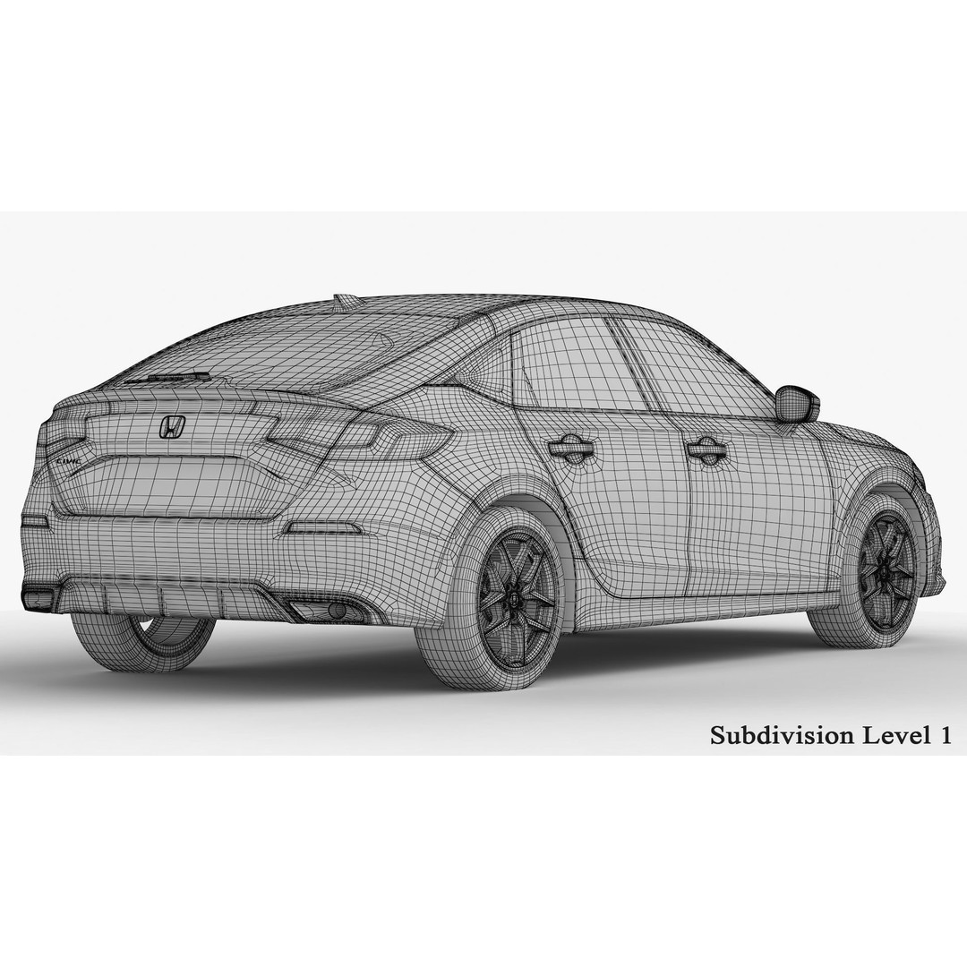 Honda Civic Hatchback 2022 3D Model – High Poly Game Asset, FBX, OBJ - View 23