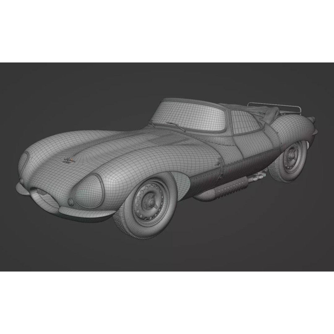 1957 Jaguar XKSS 3D Model – High Poly Antique Car, FBX & Blender - View 12