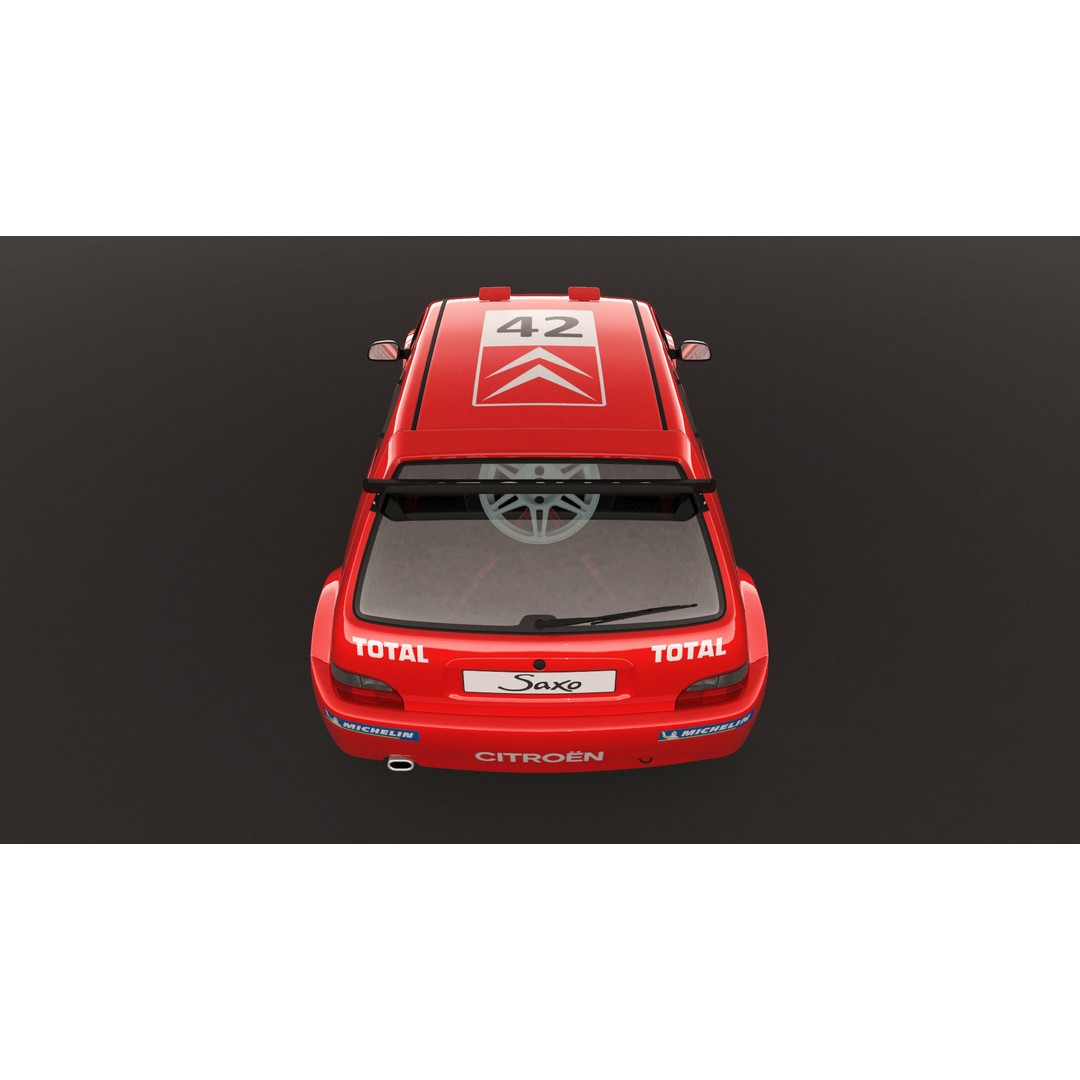 Citroen Saxo VTS Rally Car 3D Model – High Poly Game Asset, FBX, OBJ - View 10