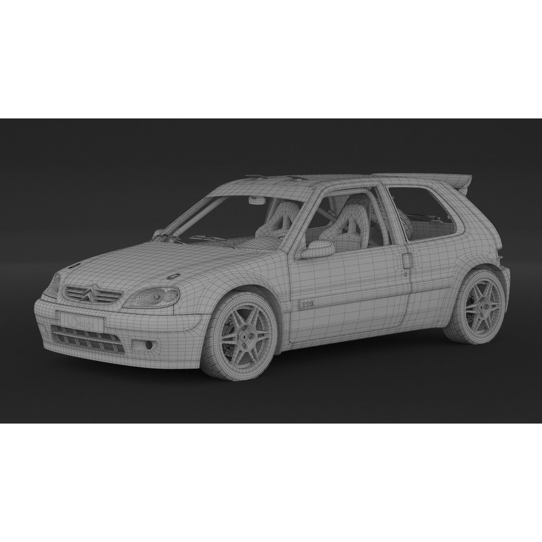 Citroen Saxo VTS Rally Car 3D Model – High Poly Game Asset, FBX, OBJ - View 11