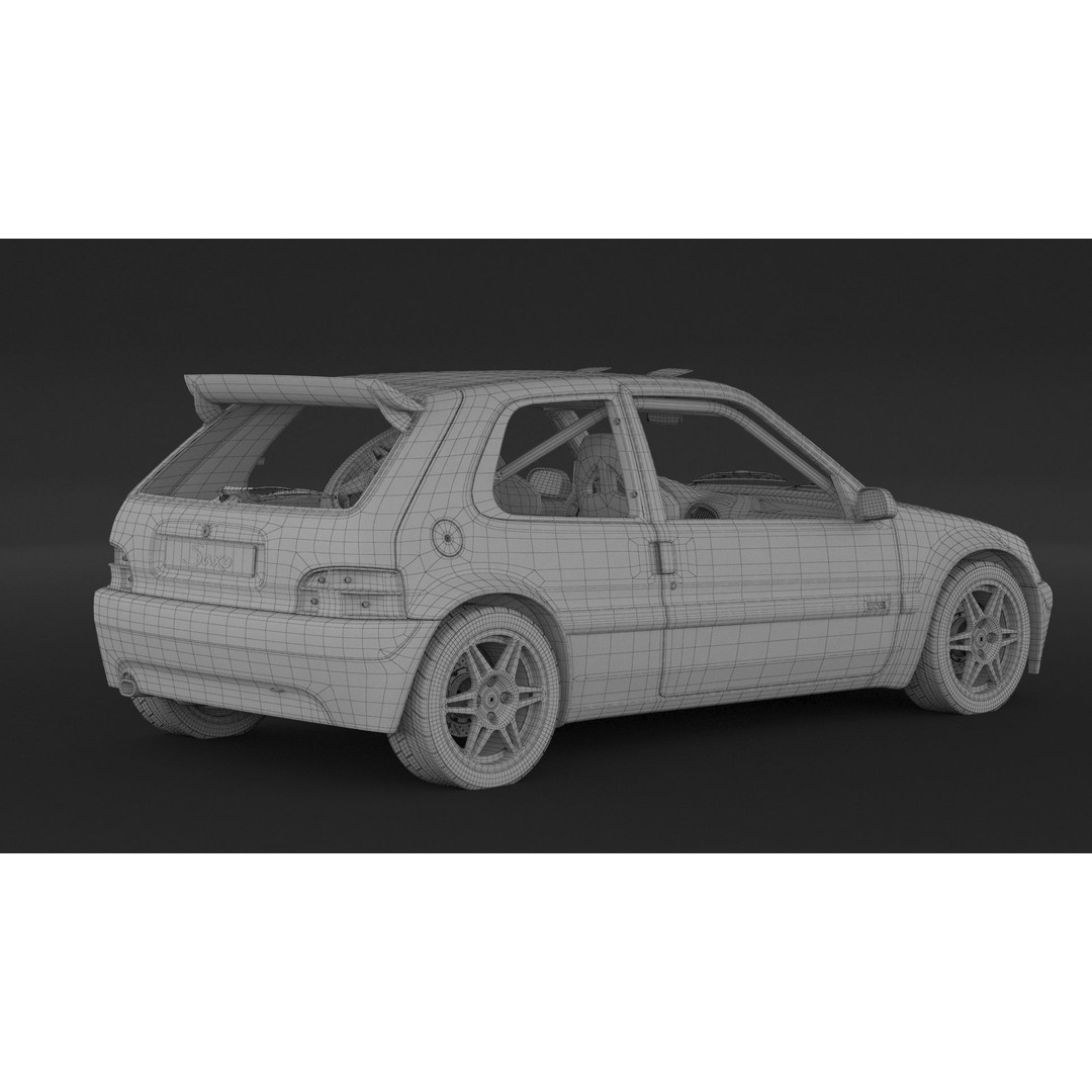 Citroen Saxo VTS Rally Car 3D Model – High Poly Game Asset, FBX, OBJ - View 12