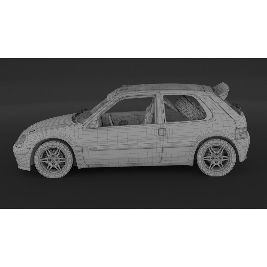 Citroen Saxo VTS Rally Car 3D Model – High Poly Game Asset, FBX, OBJ - View 13