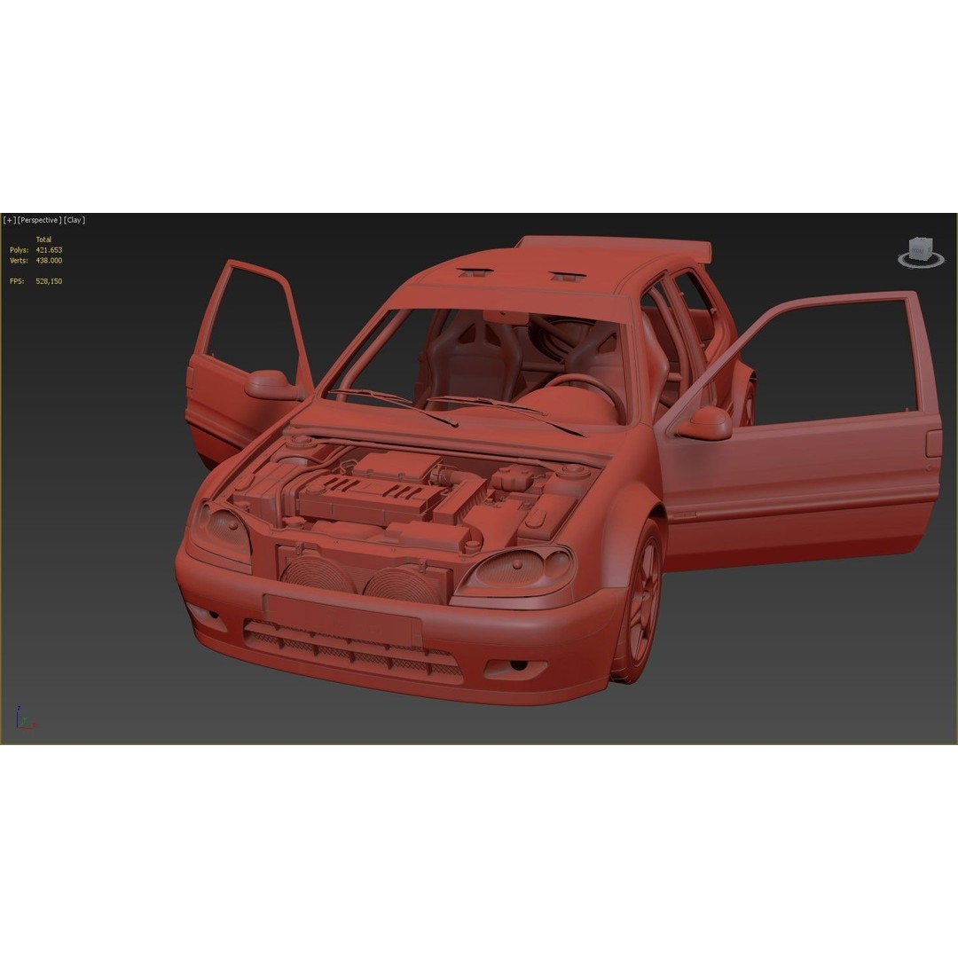 Citroen Saxo VTS Rally Car 3D Model – High Poly Game Asset, FBX, OBJ - View 15