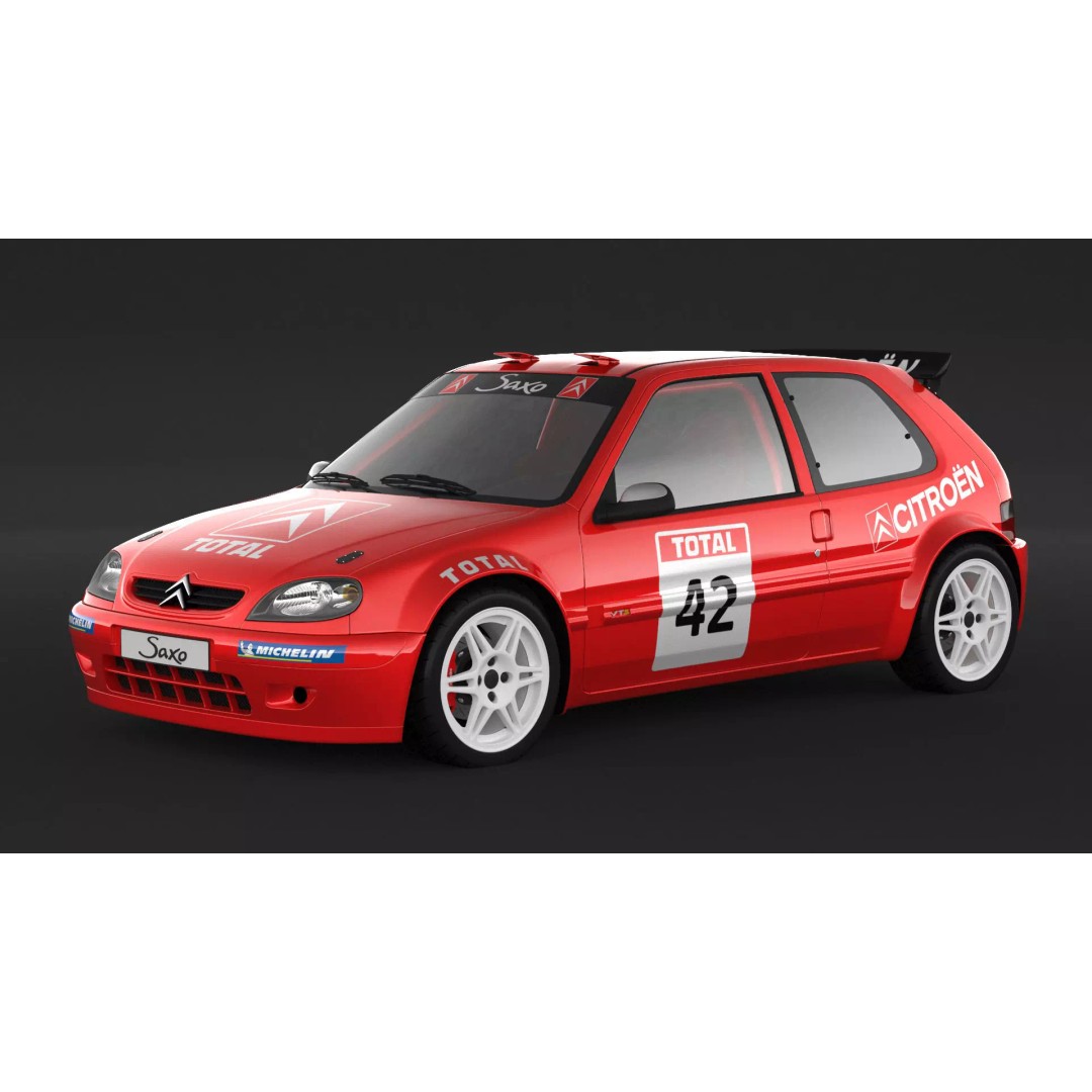 Citroen Saxo VTS Rally Car 3D Model – High Poly Game Asset, FBX, OBJ - View 2