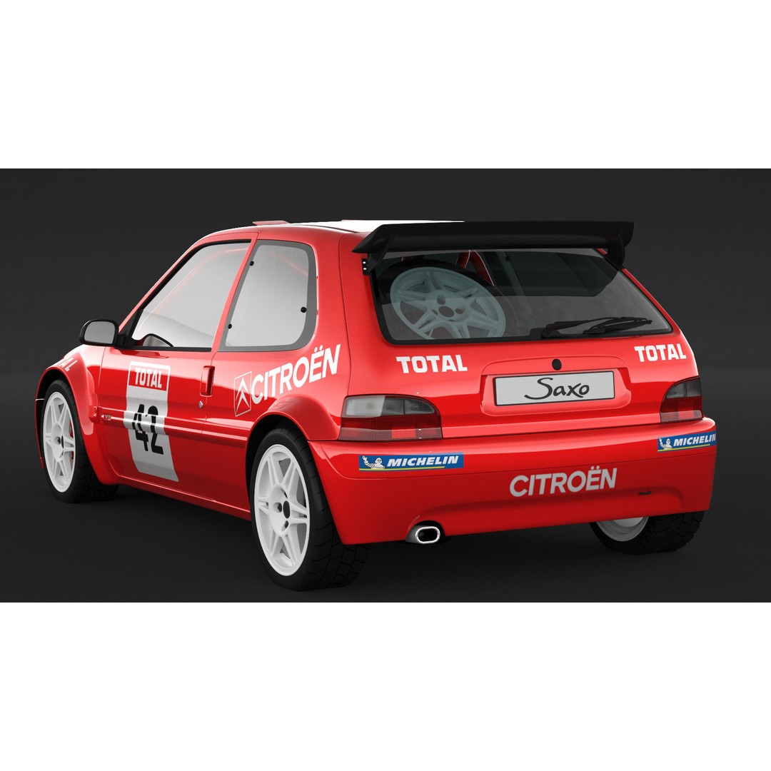 Citroen Saxo VTS Rally Car 3D Model – High Poly Game Asset, FBX, OBJ - View 5