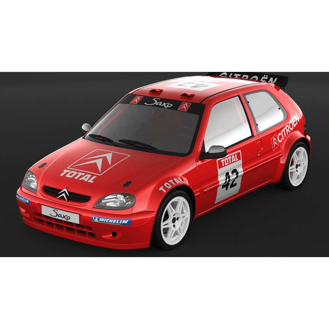 Citroen Saxo VTS Rally Car 3D Model – High Poly Game Asset, FBX, OBJ - View 7