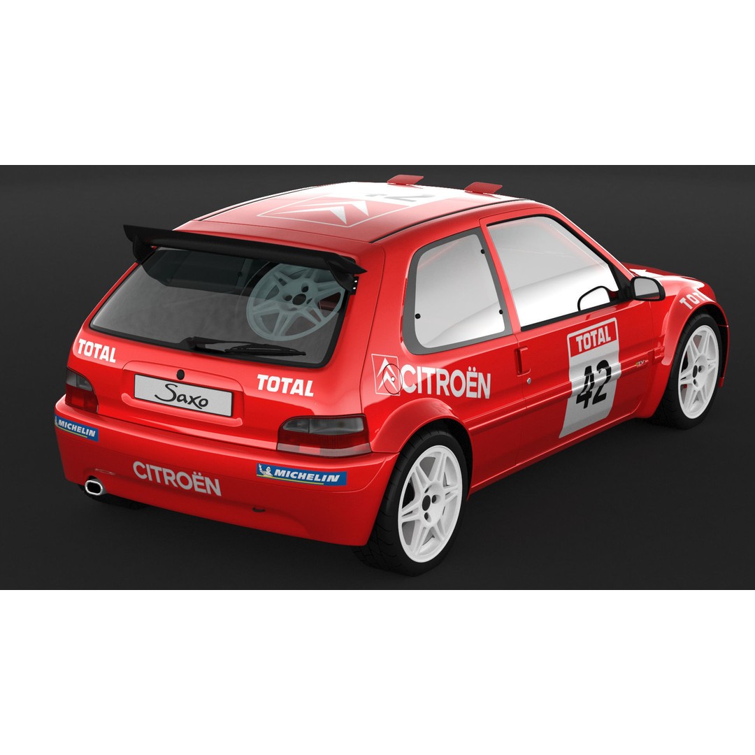 Citroen Saxo VTS Rally Car 3D Model – High Poly Game Asset, FBX, OBJ - View 8