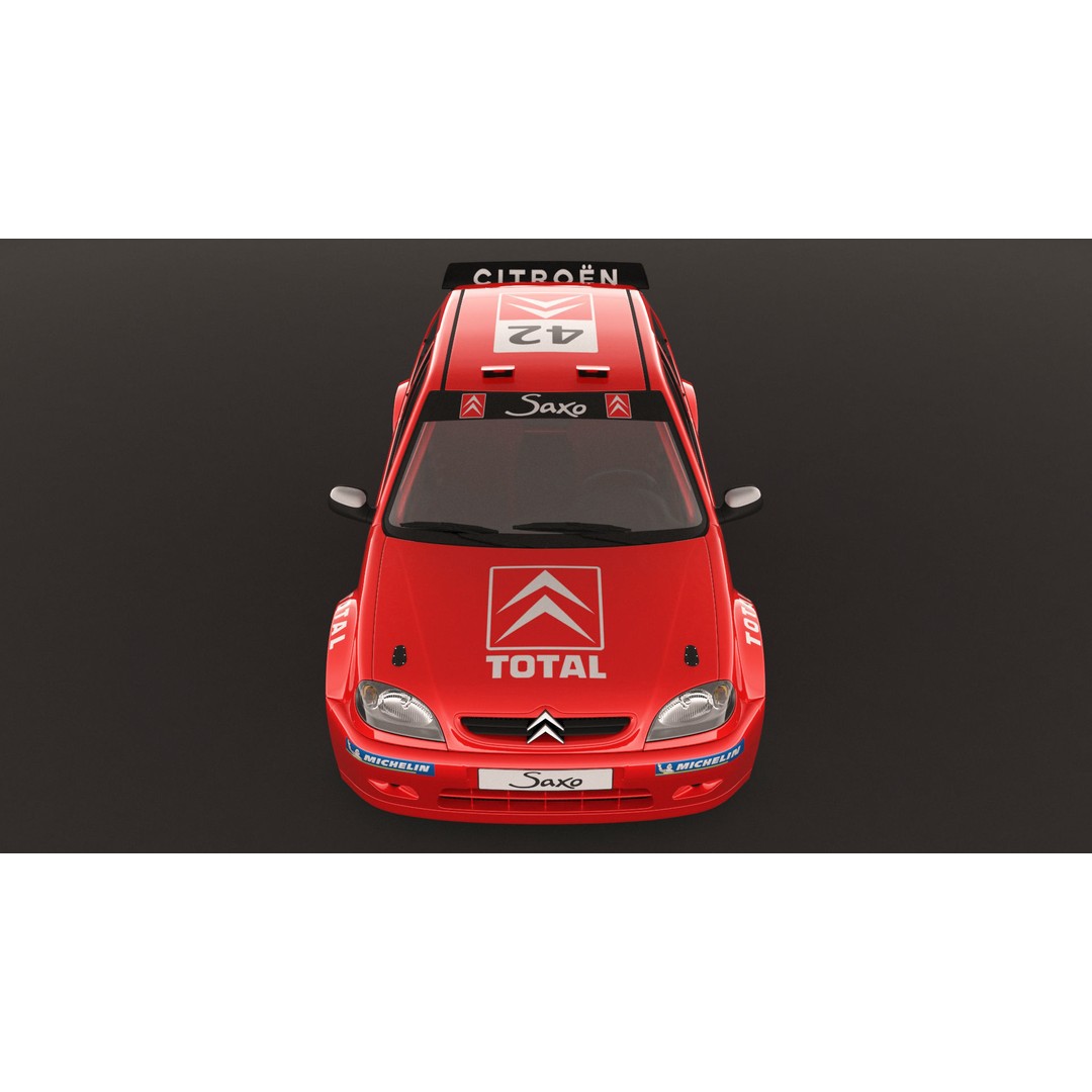 Citroen Saxo VTS Rally Car 3D Model – High Poly Game Asset, FBX, OBJ - View 9