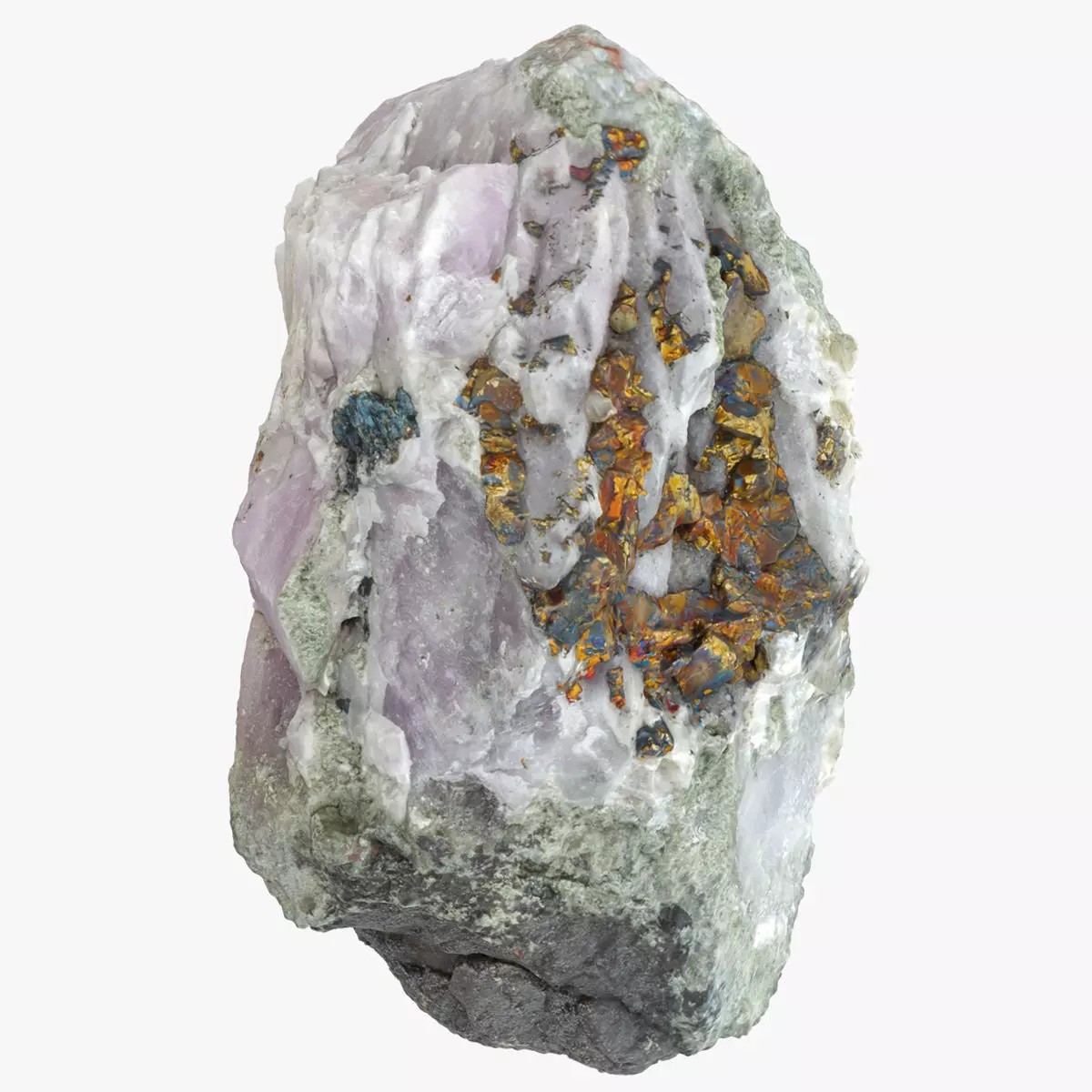 Amethyst with Chalcopyrite - Low-Poly Game-Ready 3D Model - View 2