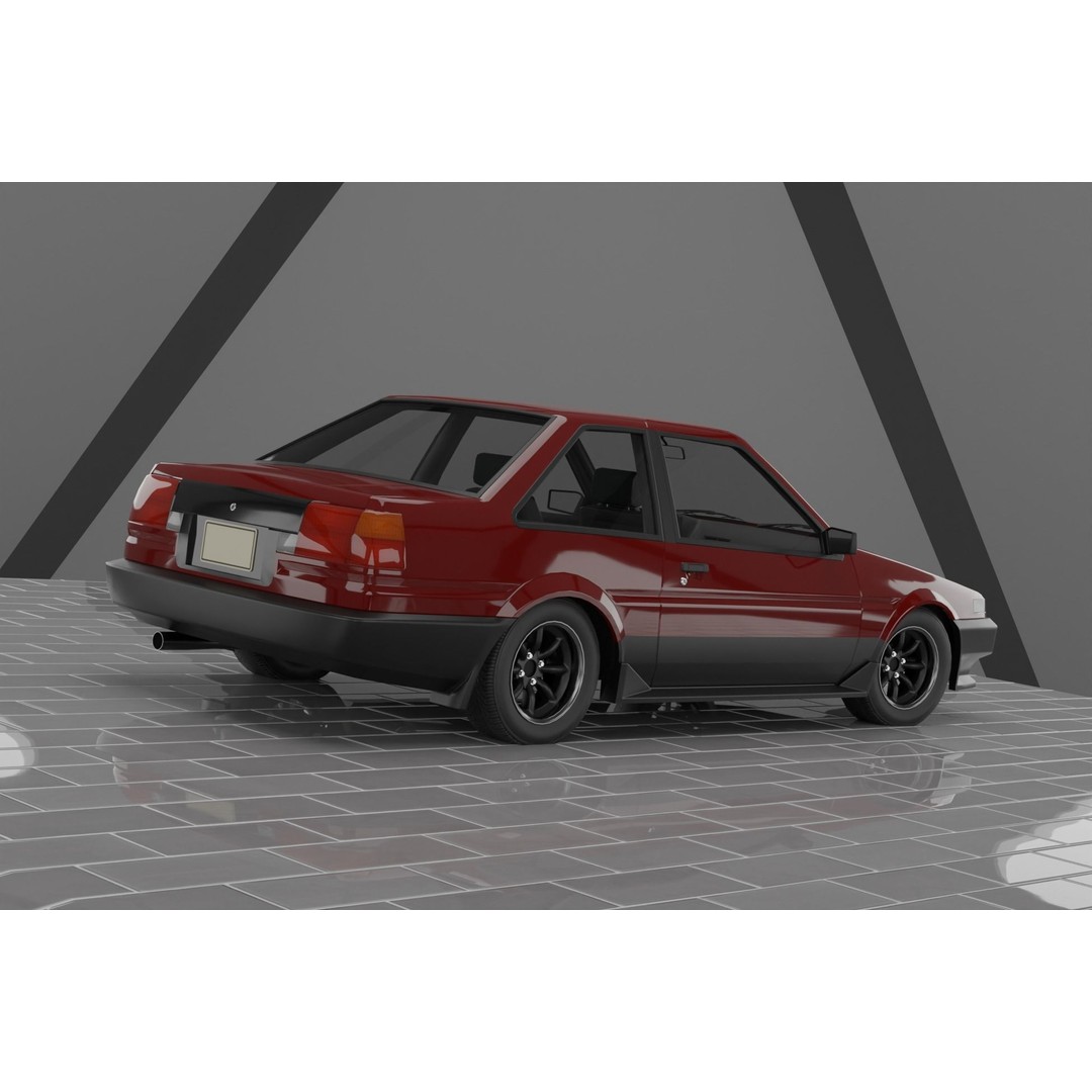 1980s Classic Car 3D Model – Low Poly Game-Ready Vehicle, FBX - View 3