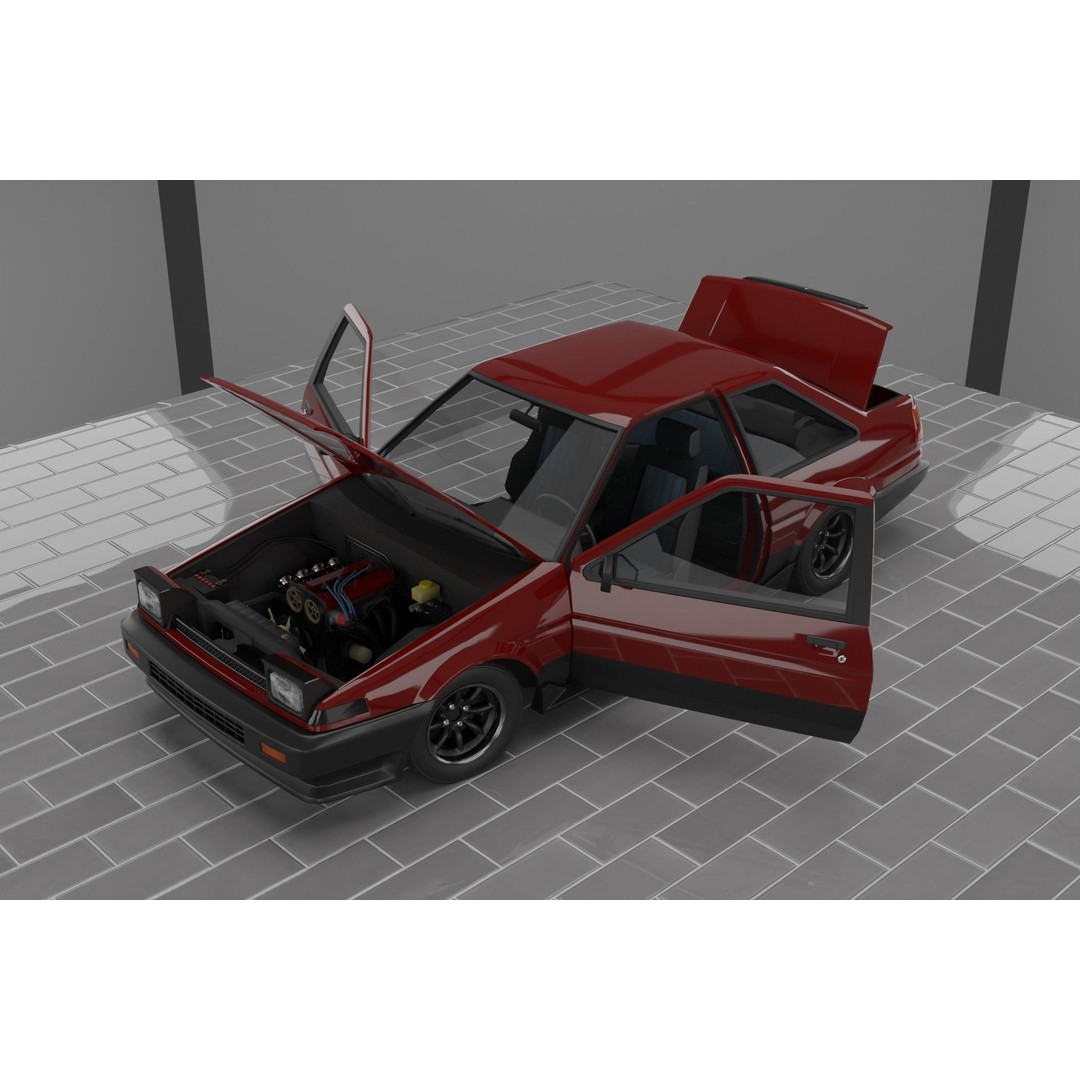 1980s Classic Car 3D Model – Low Poly Game-Ready Vehicle, FBX - View 5