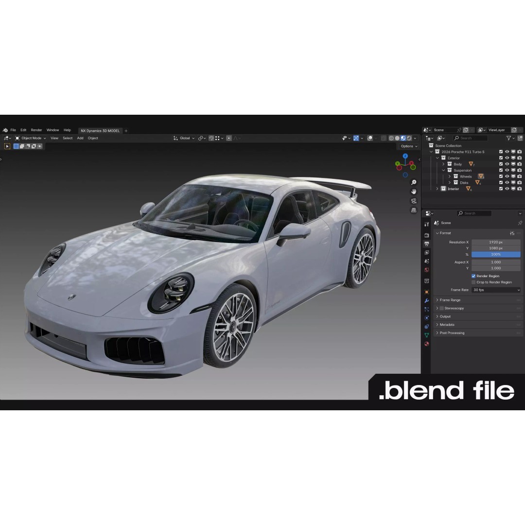 2026 Porsche 911 Turbo S 3D Model – High Poly Game Ready Asset, FBX - View 29