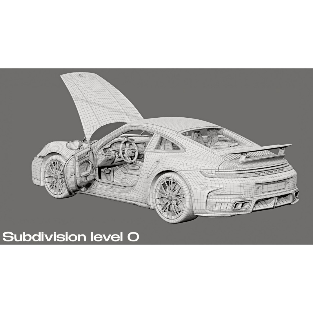 2026 Porsche 911 Turbo S 3D Model – High Poly Game Ready Asset, FBX - View 34
