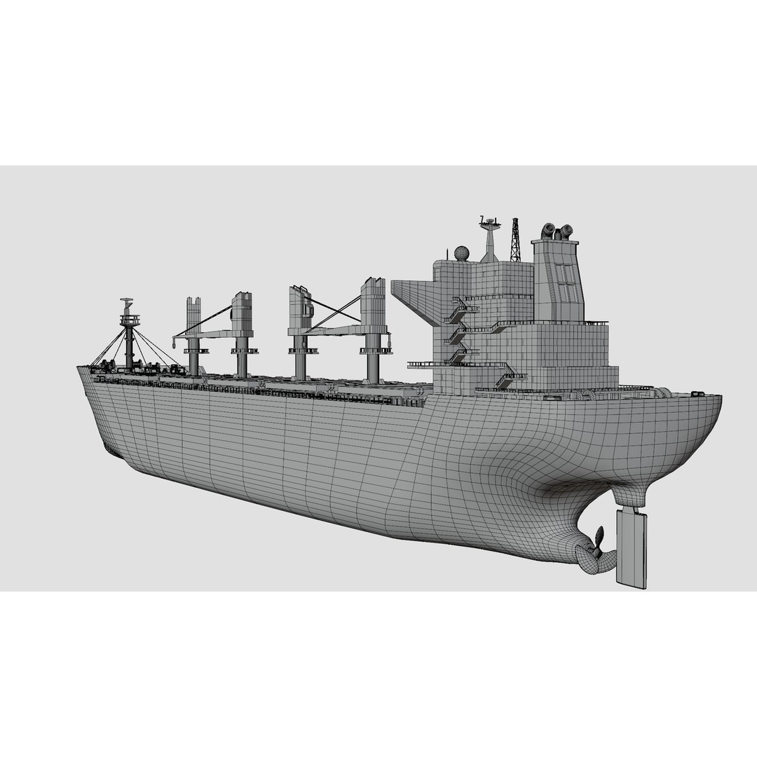 Bulk Ship 3D Model – Industrial Vessel with PBR Textures, FBX - View 10